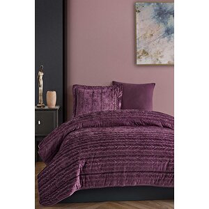 Elart Velvet Kadife Comfort Set Modern Uyku Seti Tek Kişilik Mürdüm 2 Parça