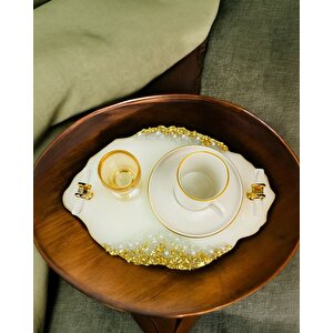 Spark Gold Epoksi Söz Nişan Tepsisi Kırmızı