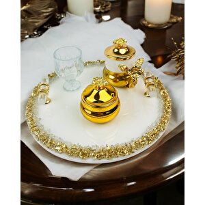 Spark Gold Epoksi Söz Nişan Tepsisi Beyaz-Gümüş