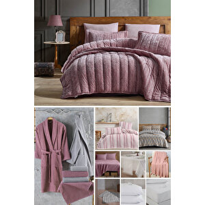 Elart Çeyiz Paketi 48 Parça Kadife Comfort Royal Gülkurusu