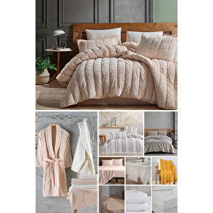 Elart Çeyiz Paketi 48 Parça Kadife Comfort Royal Cappuccino