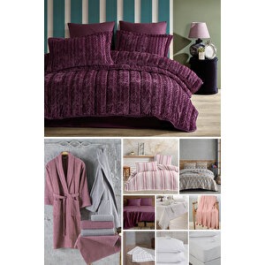 Elart Çeyiz Paketi 48 Parça Kadife Comfort Royal Mürdüm
