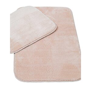 Elart Banyo Paspas Takımı 2li Kaydırmaz Tabanlı Peluş Doly Pudra
