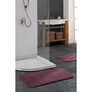 Elart Banyo Paspas Takımı 2li Kaydırmaz Tabanlı Peluş Doly Mürdüm