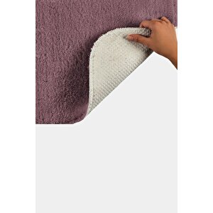 Elart Banyo Paspas Takımı 2li Kaydırmaz Tabanlı Peluş Doly Mürdüm