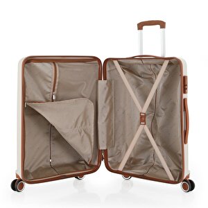 Mçs 3lü Set Kırılmaz Silikon Seyahat Valizi Bavulu V374 Kemik/kahve