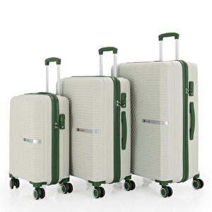 3lü Set Kırılmaz Silikon Seyahat Valizi Bavulu V374 Kemik/haki