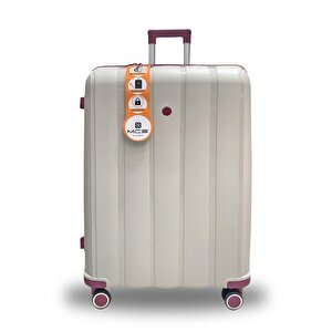 3lü Set Kırılmaz Silikon Seyahat Valizi Bavulu V305 Kemik/mürdüm