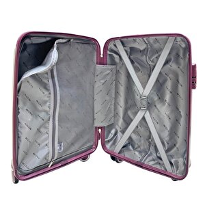 3lü Set Kırılmaz Silikon Seyahat Valizi Bavulu V305 Kemik/mürdüm