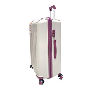 Mçs 3lü Set Kırılmaz Silikon Seyahat Valizi Bavulu V305 Kemik/mürdüm