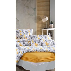 Elart Nevresim Takımı Ranfors Tek Kişilik 3 Parça Flores Sarı