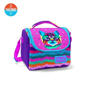 Thermo Beslenme Çantası Mor Pembe Kedi Desenli 11859