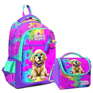 2li Set Köpek Desenli Okul Çantası Beslenme 23649
