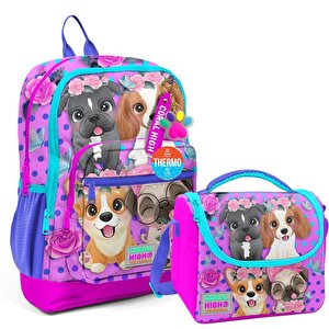 2li Set Köpek Desenli Okul Çantası Beslenme 23750