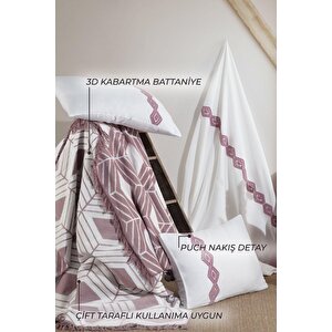 Elart Clark Nevresimli Battaniye Seti 7 Parça Gülkurusu