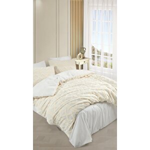 Elart Bonny Peluş Nevresim Takımı 6 Parça Çift Kişilik Krem