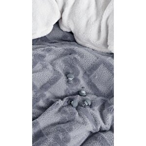 Elart Bonny Peluş Nevresim Takımı 6 Parça Çift Kişilik Gri