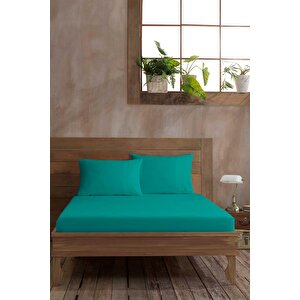 Elart Ranfors Pamuk Fitted Tek Kişilik Çarşaf 100x200cm Turkuaz