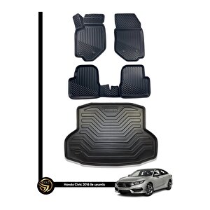 Honda Civic 3d Havuzlu Paspas Sedan 2016-2020 + Bagaj Havuzu İkili Set