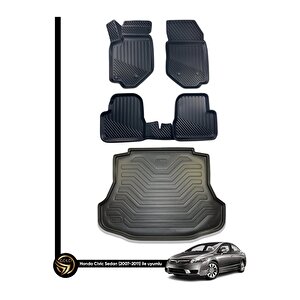 Honda Civic 3d 2007-2011 3d Kauçuk Paspas + Bagaj Havuzu Set Dea