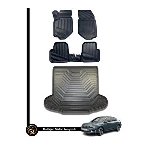 Fiat Egea 3d Havuzlu Paspas Sedan + Bagaj Havuzu İkili Set Kuex