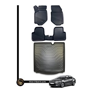 Citroen C-elysee 3d Havuzlu Paspas + Bagaj Havuzu İkili Set