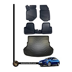 Hyundai Accent Blue 3d Havuzlu Paspas + Bagaj Havuzu İkili Set
