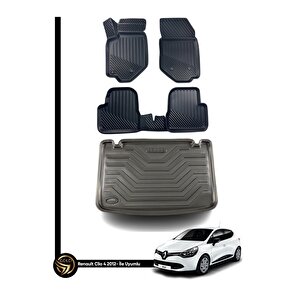 Renault Clio 4 2012-2019 3d Kauçuk Paspas + Bagaj Havuzu Set Dea