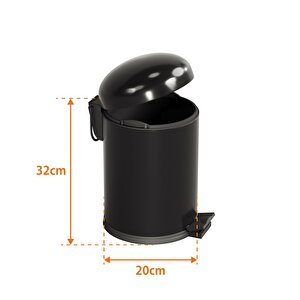 Aqua Bagno Smile  Çöp Kovası -pedallı 5 Lt. , Mat Siyah