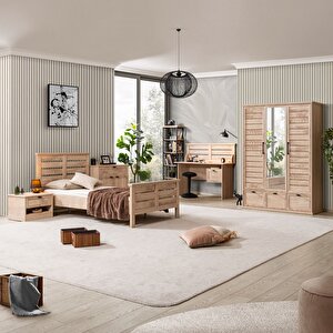 Polo Genç Odası - 3 Kapaklı Dolap, Karyola, komodin, Çalışma Masası, Şifonyer, Kitaplık