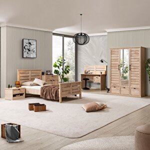 Polo Genç Odası - 3 Kapaklı Dolap, Karyola, Komodin, Çalışma Masası, Şifonyer