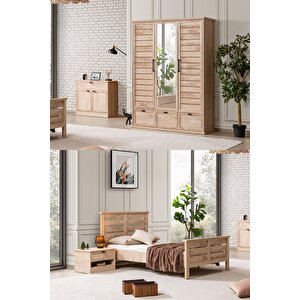 Polo Genç Odası - 3 Kapaklı Dolap, Karyola, komodin, Şifonyer