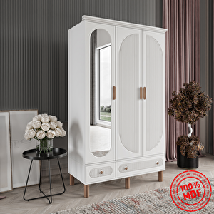 Soho Beyaz 3 Kapaklı Gardırop Tamamı Mdf