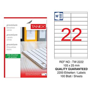 Tw-2222 105x25mm Laser Etiket 100 Lü
