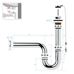 Basic Metal Sifon-Süzgeç Dahil -Parlak Krom  - 32 Mm Çıkış Ucu