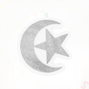 Ramazan Ay Yıldız Strafor Süs, 24cm X 22cm - Gümüş