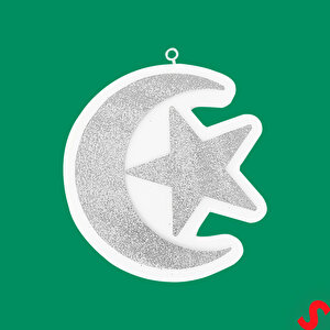 Ramazan Ay Yıldız Strafor Süs, 24cm X 22cm - Gümüş