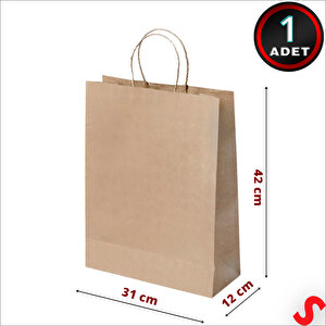 Büküm Saplı Kraft Çanta 42 X 31 X 12 Cm, Natürel - 1 Adet