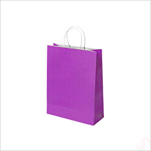 Büküm Saplı Kraft Çanta 32 X 26 X 12 Cm, Mor - 1 Adet