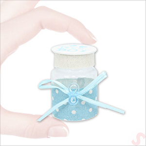 Emzikli Plastik Kavanoz, 6,5cm X 4cm X 12 Adet - Mavi