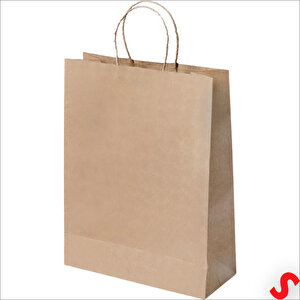 Büküm Saplı Kraft Çanta 32 X 26 X 12 Cm, Natürel - 1 Adet