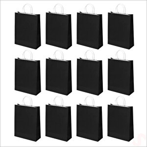 Büküm Saplı Kraft Çanta 42 X 31 X 12 Cm, Siyah - 12 Adet