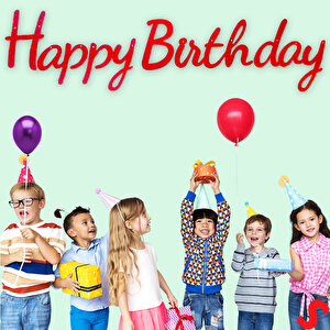 Happy Birthday Simli Folyo Karton Banner, 2 Mt - Kırmızı