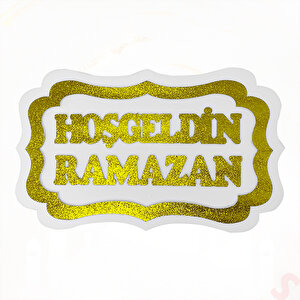 Hoşgeldin Ramazan Strafor Süs, 30cm X 47cm - Beyaz Altın