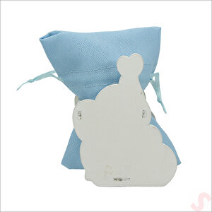 Ahşap Standlı 10cm X 8cm Kese, Fil Mavi - 1 Adet