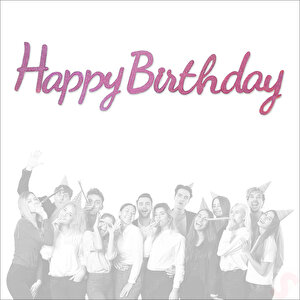 Happy Birthday Simli Folyo Karton Banner, 2 Mt - Pembe