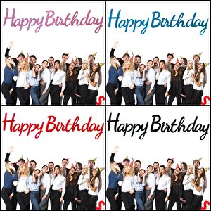 Happy Birthday Simli Folyo Karton Banner, 2 Mt - Pembe