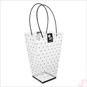 Siyah Saplı Şeffaf Pvc Çanta, 35x26,5x13cm - 1 Adet