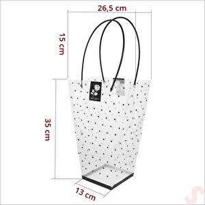 Siyah Saplı Şeffaf Pvc Çanta, 35x26,5x13cm - 1 Adet