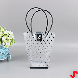 Siyah Saplı Şeffaf Pvc Çanta, 35x26,5x13cm - 1 Adet